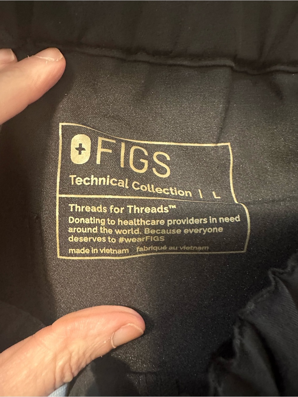Figs Black scrub pants technical fit with White Drawcord - Picture 7 of 7